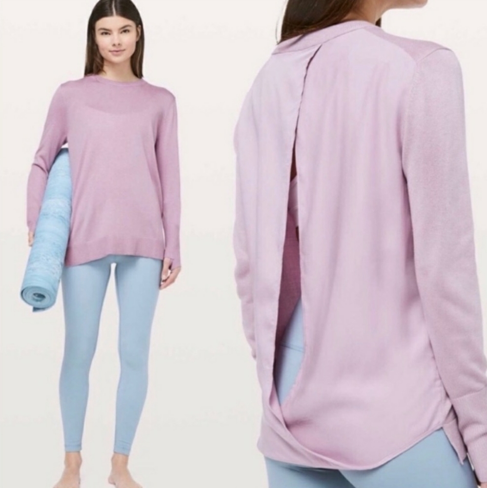 LAST- CHANCE Lululemon Still At Ease Lavender Cashmere Criss-Cross Back Sweater - Picture 5 of 6